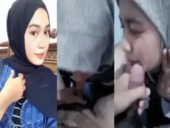 Jilbab Manis Sedot Batang Sampai Banjir Wajah
